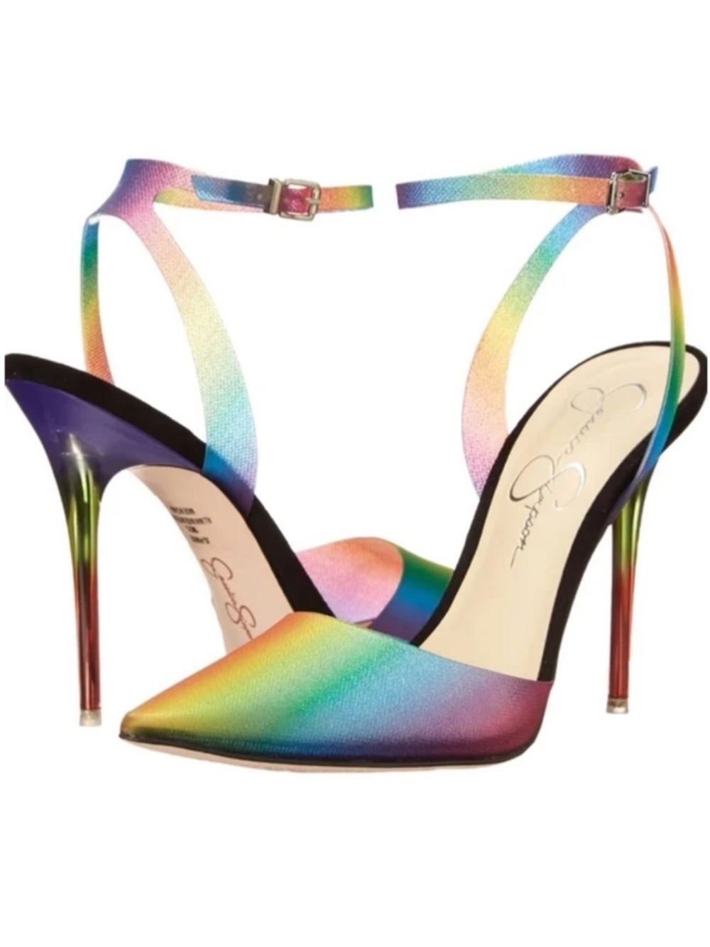 ✨LAST CHANCE ✨Jessica Simpson Rainbow Iridescent Ankle Strap Stiletto NEW 8